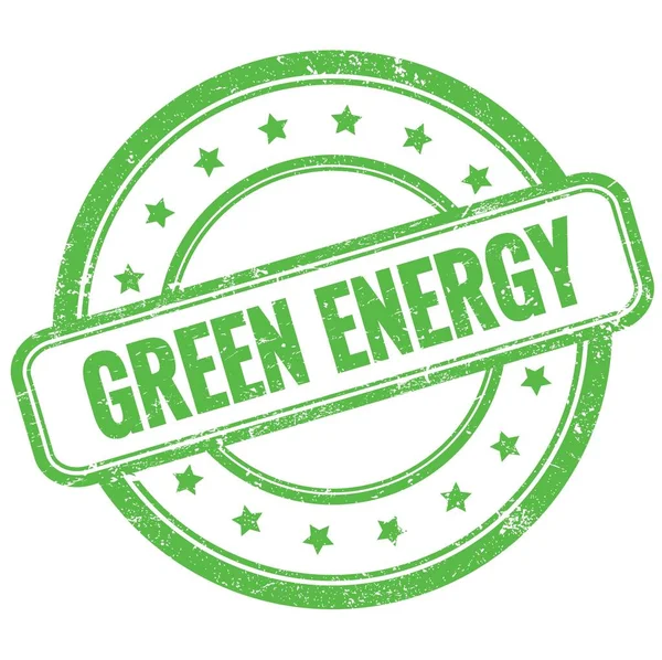 Zöld Energia Szöveg Zöld Szüret Grungy Kerek Gumibélyegző — Stock Fotó