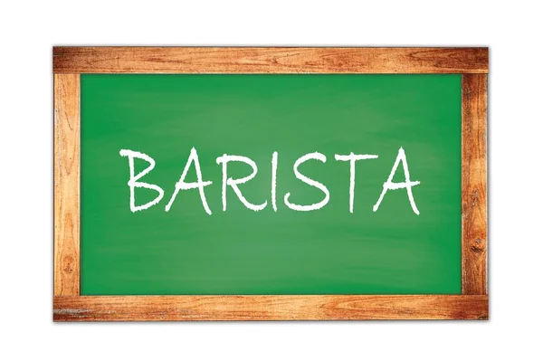 Barista Texto Escrito Quadro Madeira Verde Quadro Escola Quadro — Fotografia de Stock