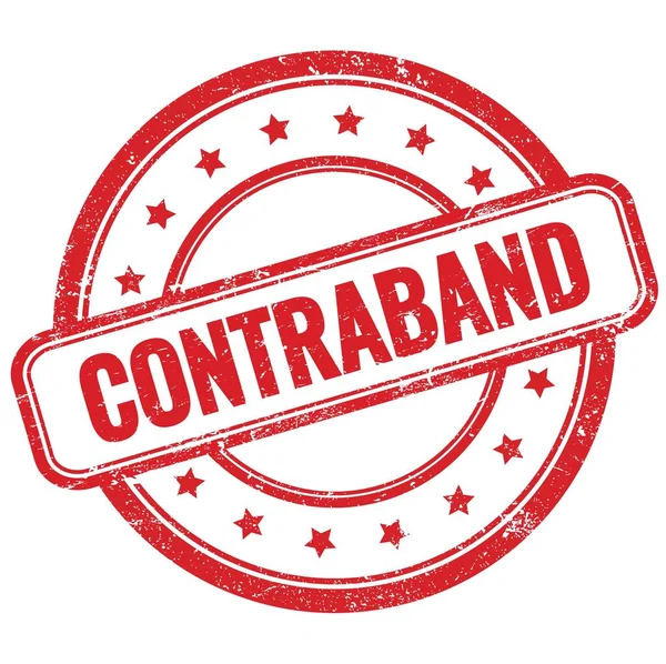 CONTRABAND 'ın kırmızı, eski, pasaklı, yuvarlak lastik damgalı metni.