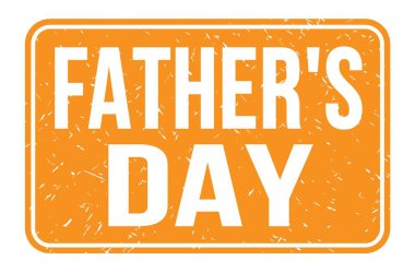 Babalar Günü, turuncu dikdörtgen damgaya yazılmış kelimeler.