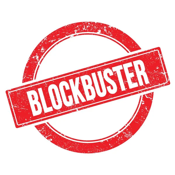 Blockbuster Texto Vermelho Grungy Rodada Selo Vintage — Fotografia de Stock