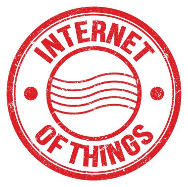 Kırmızı yuvarlak posta pulu işareti üzerine yazılan şeylerin interneti