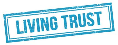 Mavili grungy vintage dikdörtgen damgalı Live Trust metni.
