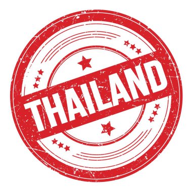 THAILAND kırmızı yuvarlak dokuma damgası üzerine metin.