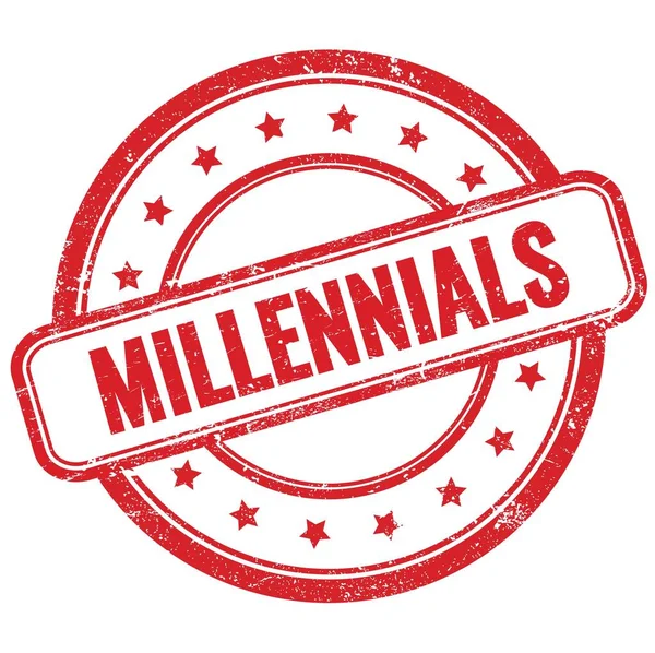 MILLENNIALS 'ın kırmızı, eski, kirli, yuvarlak, lastik damgalı metni.