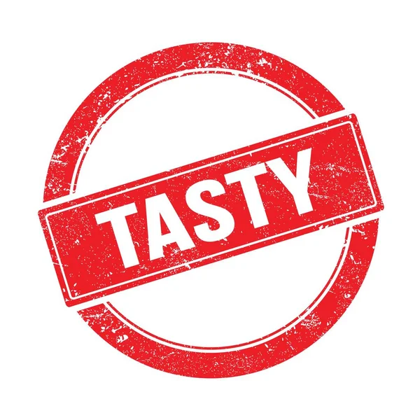 Kırmızı grungy yuvarlak vintage damgalı lezzetli metin.