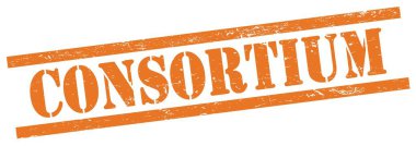 Turuncu grungy dikdörtgen vintage damga üzerinde CONSORTIUM metin.