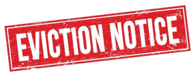 Kırmızı grungy dikdörtgen damga işareti üzerinde EVICTION Uyarı metni.