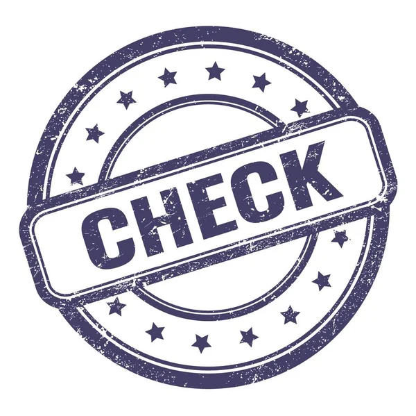 Çivit mavisi grungy vintage yuvarlak kauçuk damgalı CHECK metni.