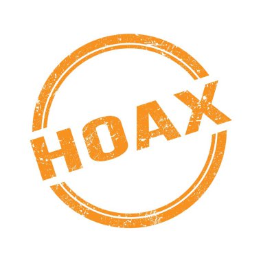 Turuncu grungy vintage yuvarlak damgalı HOAX metni.