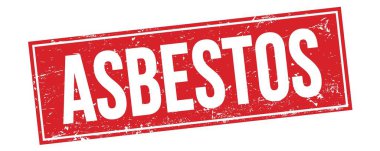 Kırmızı grungy dikdörtgen damga işareti üzerinde ASBESTOS metni.