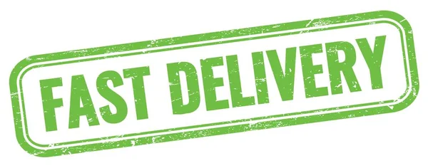 Fast Delivery Text Green Grungy Vintage Rectangle Stamp — Stock Photo, Image