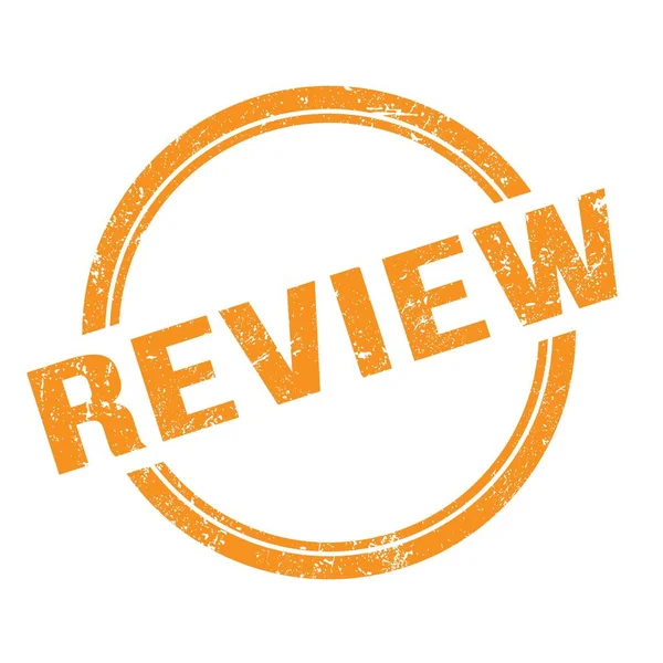 Review Text Written Orange Grungy Vintage Stamp — Stock Photo, Image