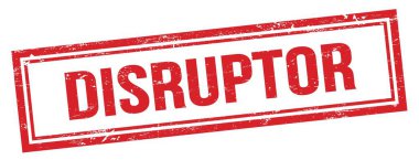 Kırmızı grungy vintage dikdörtgen damgalı DISRUPTOR metin.