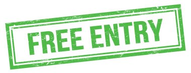 Yeşil grungy vintage dikdörtgen damgalı ücretsiz giriş metni.