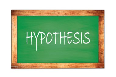 Yeşil ahşap çerçeve okul tahtasına yazılmış HYPOTHESIS metni.