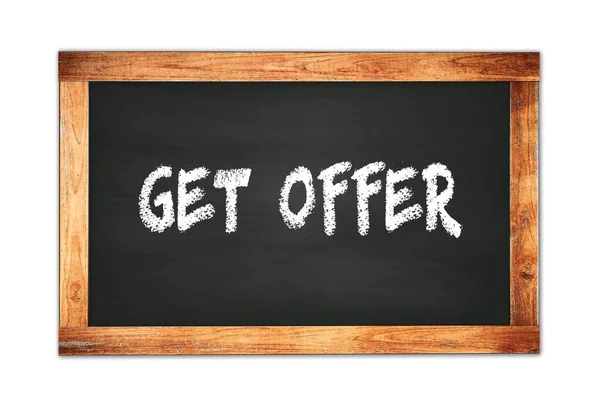 Get Offer Text Written Black Wooden Frame School Blackboard —  Fotos de Stock