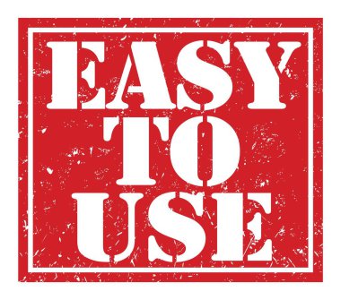 Kullanımı kolay, kırmızı damga işareti üzerine yazılmış kelimeler