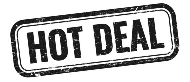 Siyah grungy vintage dikdörtgen damgalı Hot DEAL metni.