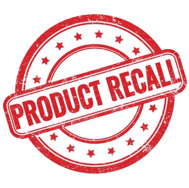 Kırmızı vintage grungy yuvarlak kauçuk damga üzerinde PRODUCT RECall metin.