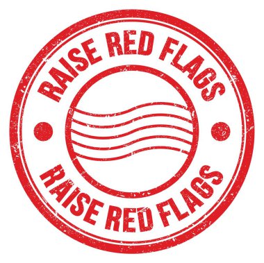 Kırmızı yuvarlak posta damgası üzerinde kırmızı bayrak işareti yükseltin