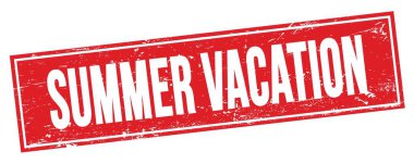 Kırmızı grungy dikdörtgen damga işareti üzerinde YAZ Tatil metni.