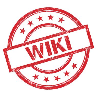 WIKI metin kırmızı yuvarlak vintage kauçuk damga üzerine yazılmış.