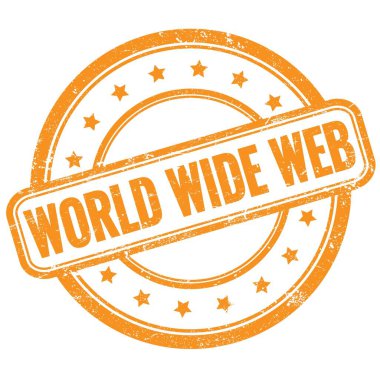 DÜNYA WIDE Ağ Metni turuncu, eski, pasaklı, yuvarlak kauçuk damga.