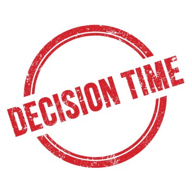 Kırmızı grungy vintage yuvarlak damga üzerine yazılmış Karar Süresi metni.