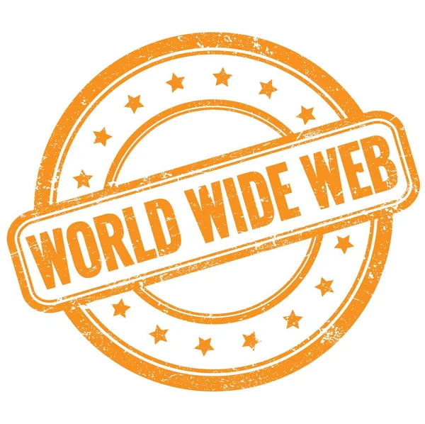 DÜNYA WIDE Ağ Metni turuncu, eski, pasaklı, yuvarlak kauçuk damga.