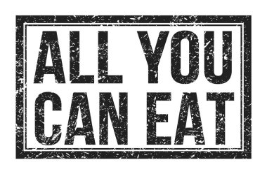 Yiyebildiğin kadar ye, siyah dikdörtgen damgasına yazılmış kelimeler.