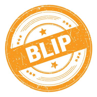 Turuncu yuvarlak grungy doku damgası üzerine BLIP metni.