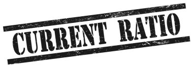 Siyah grungy dikdörtgen vintage damga üzerinde CURRENT RATIO metni.