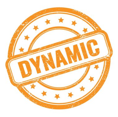 Turuncu grungy vintage lastik mühür üzerine DYNAMIC metin.