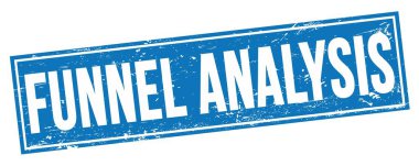 Mavi grungy dikdörtgen damga işareti üzerinde FUNNEL ANALYSIS metin.