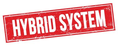 Kırmızı grungy dikdörtgen damga işareti üzerinde HYBRID SİSTEM metin.