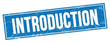 Mavi grungy dikdörtgen damga işareti üzerinde INTRODUCTION metin.