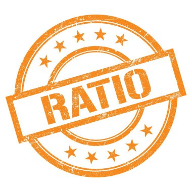 Turuncu yuvarlak vintage kauçuk damgalı RATIO metni.