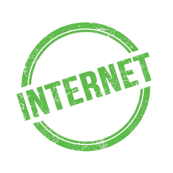 Internet Testo Scritto Verde Grungy Vintage Timbro Rotondo — Foto Stock