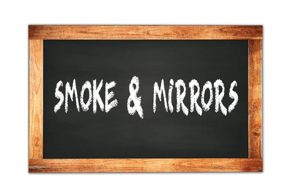 Smoke Mirrors Text Napsaný Černém Dřevěném Rámu Školní Tabule — Stock fotografie