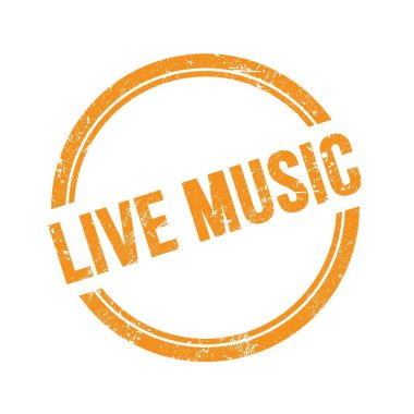 LIVE MÜZİK metin turuncu grungy vintage yuvarlak pul üzerine yazılmış.