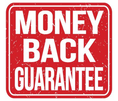 Money Back GuARANTEE, kırmızı vintage mühür işareti üzerine yazılmış metin