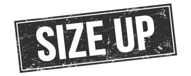 Siyah grungy dikdörtgen damga işareti üzerinde SIZE UP metin.