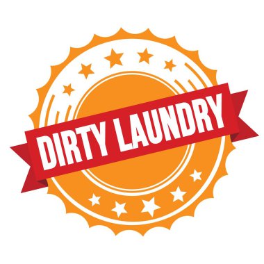 Kırmızı turuncu rozet damgalı kirli çamaşırlı metin.