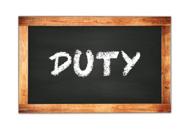 Görevli metin siyah ahşap çerçeve okul tahtasına yazılmış..