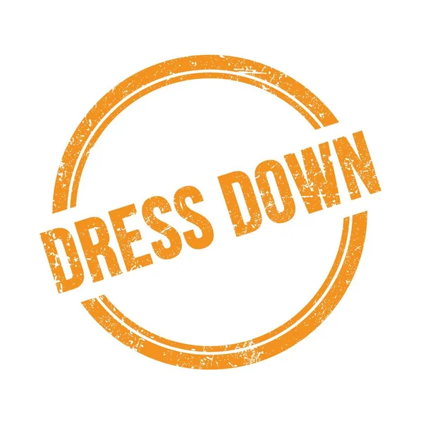 Dress Tekst Napisany Pomarańczowym Grungy Vintage Okrągły Znaczek — Zdjęcie stockowe