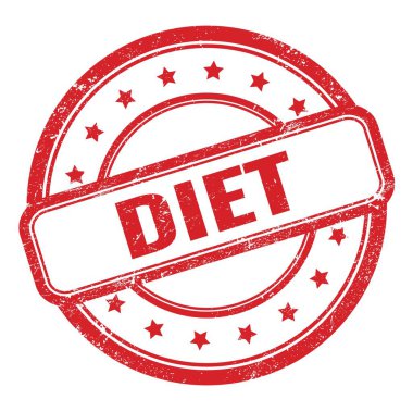 Kırmızı grungy vintage yuvarlak kauçuk damgalı diyet metni.