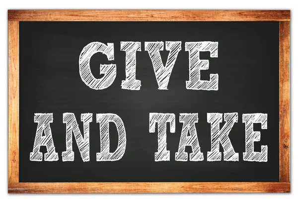 Give Take Written Black Wooden Frame School Blackboard — Stok fotoğraf