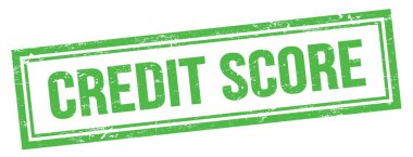 Yeşil grungy vintage dikdörtgen damgalı CREDIT skor metni.