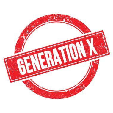GENERATION X metin üzerinde kırmızı grungy yuvarlak vintage pul.
